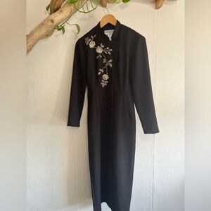 Vintage Jessica Howard Black Dress with White Floral Detail